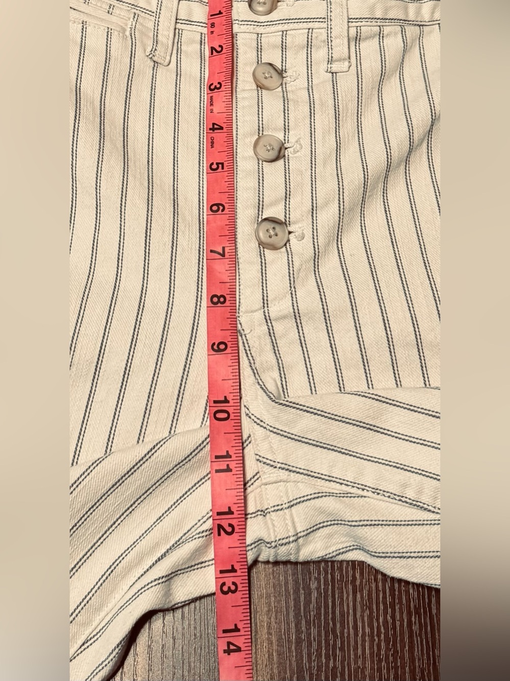 Madewell Women’s Cream Wide-Leg Crop Pants with Black Pinstripes, Sz 27. NWOT - Picture 12 of 15